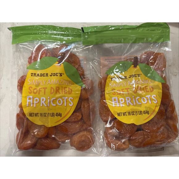 2 Packs Trader Joe's Soft Dried Apricots 16 oz Each Bag Total 32 oz - Picture 1 of 3